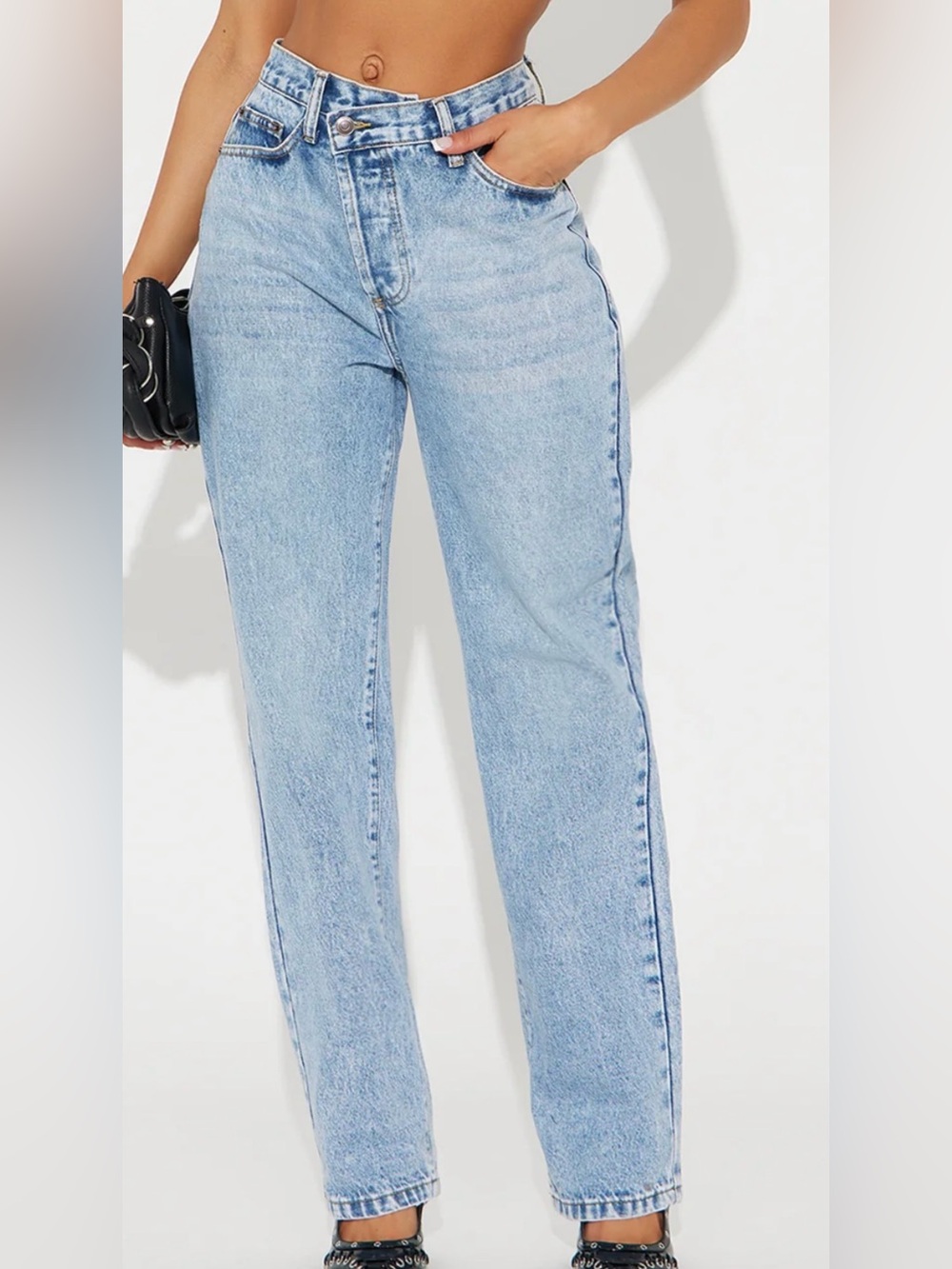 Women’s Crossover Light Blue High-Rise Straight Leg Jeans